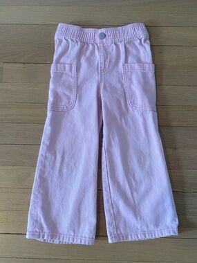 Girls' Pink Wide-Leg Cargo Pants